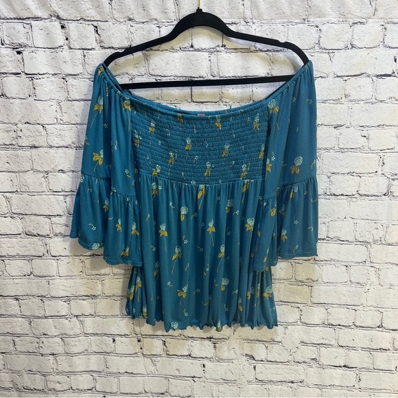 FREE PEOPLE Lana Smocked Tunic Mermaid Combo Color Size X-Small Boho - Picture 1 of 11